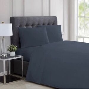 CHARISMA 310 THREAD COUNT SOLID COTTON SATEEN CAL KING BLUE BED SHEET SET 🔥🔥🔥